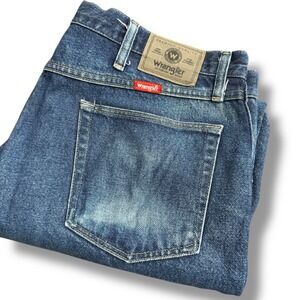 Wrangler Authentic Jeans Men Blue Denim Straight Leg Casual Size 38 x 29